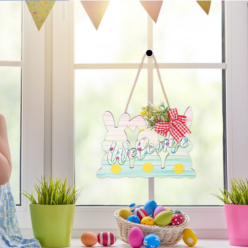 Neu Ostern Dekoration Holz Zeichen Tür Hängen Urlaub Partei Hause Wand Dekoration Wand Hängen Kaninchen Ei Bogen_voghion.com