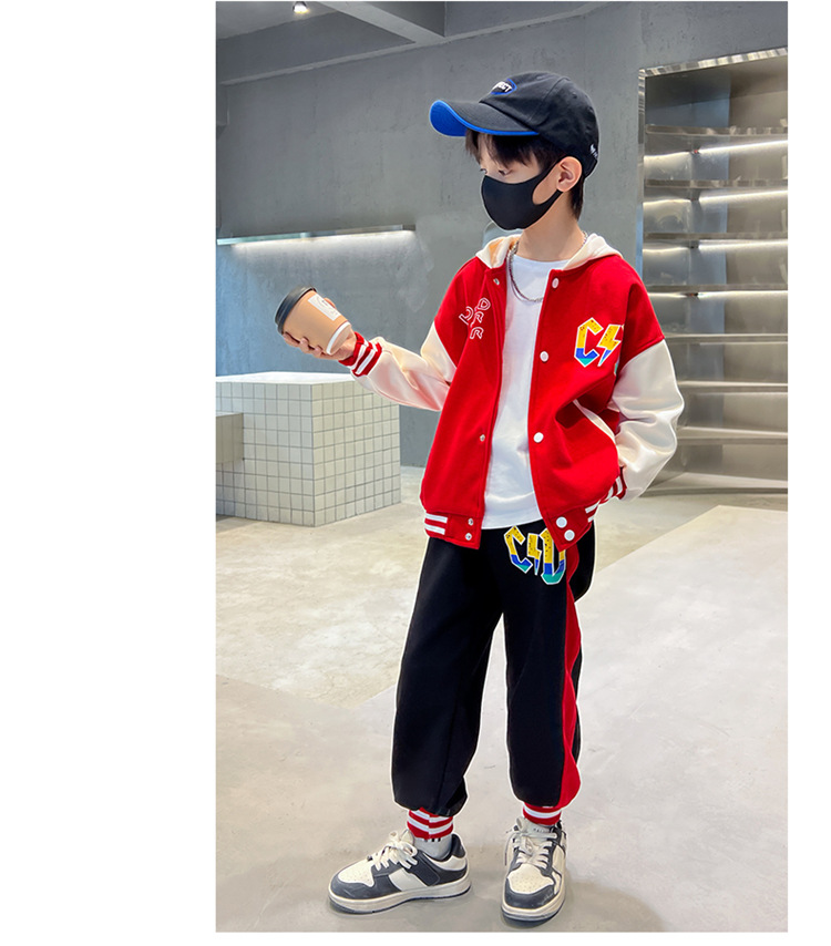 Pull de sport à capuche pour enfants, ensemble deux pièces, de taille moyenne à grande, vêtements de printemps et d'automne, nouvelle collection 2023_voghion.com
