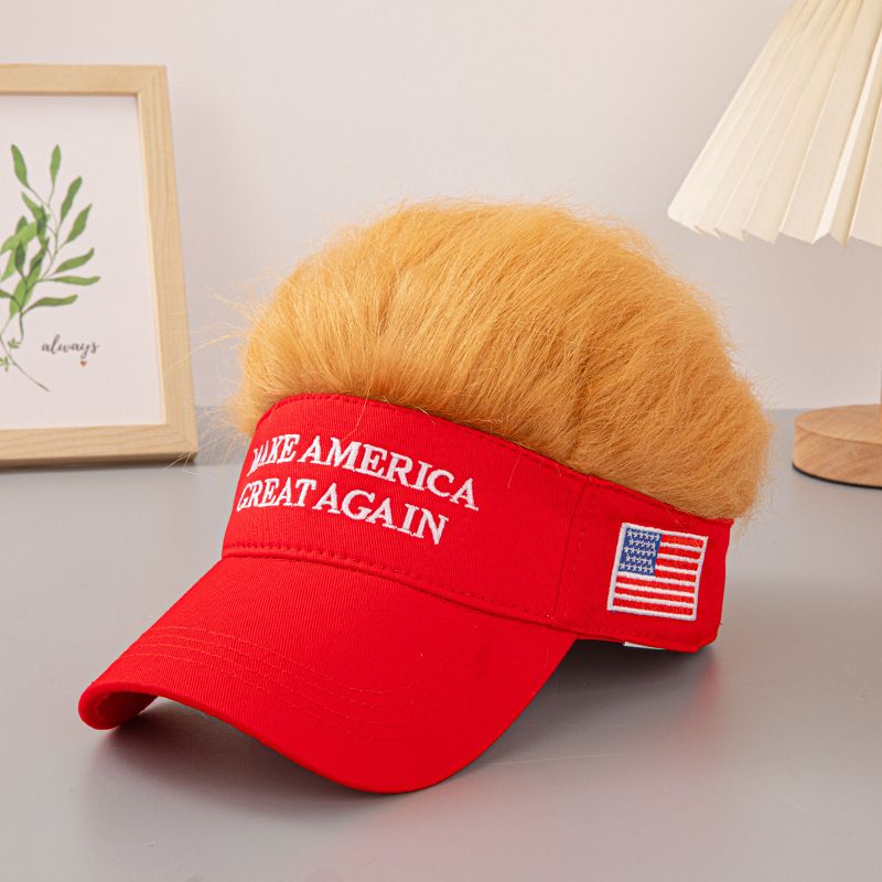 2024 US Election Wig Baseball Hot Selling In The USA Wide Brim Red Embroidered Cap_voghion.com