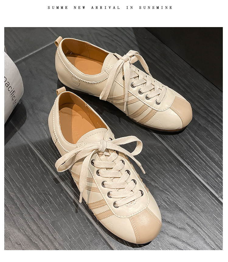 2024 nuove sneakers stringate con suola piatta, vera pelle color block, scarpe da allenamento morali versatili retrò, sneakers sportive casual con punta tonda_voghion.com