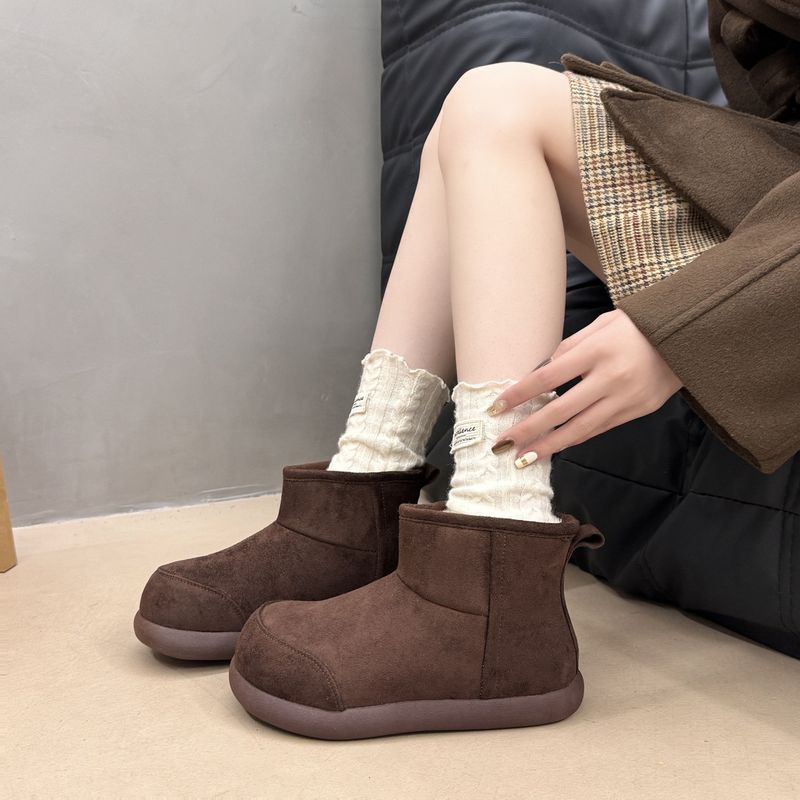Vintage Fleece-Lined Thickened Warm Snow Boots For Women Autumn Winter New Comfortable Versatile Lightweight Furry_voghion.com