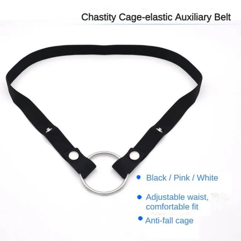 Male Chastity Cage Anti-off Device Elastic Band Auxiliary Belt Only Adjustable Ring Underwear Rope Les Scrotum_voghion.com