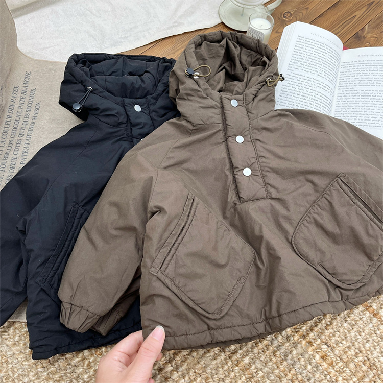 Boys' Winter New Clothes Light and Thin Children's Korean Edition Plush Coat Baby's Western Style Cotton_voghion.com