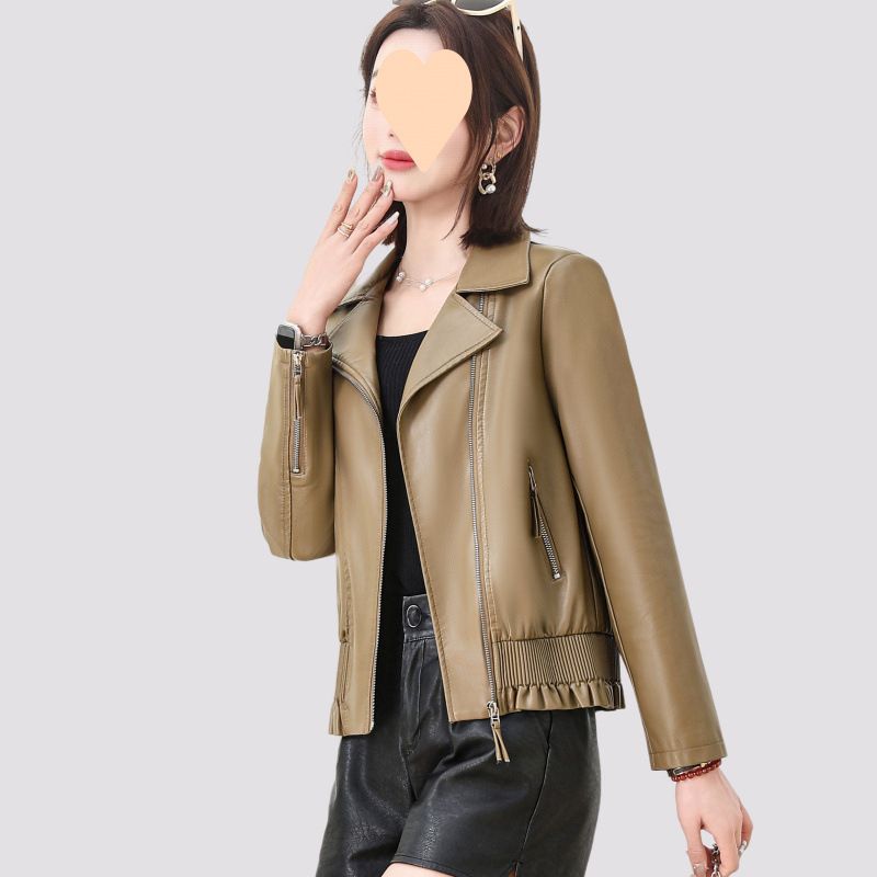 Veste courte en cuir de style coréen 2025 pour femmes de petite taille, manteau décontracté tendance pour le printemps et l'automne_voghion.com