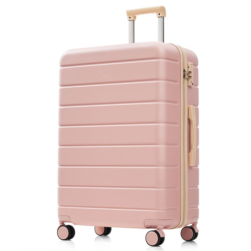 Ensemble de valises rigides en ABS rose avec roulettes pivotantes et cadenas, tailles M-L-XL, trousse de toilette incluse_voghion.com