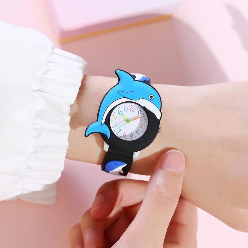 Cartoon Children's Watch Silicone 3D Student Cute Quartz Watch Dream Childlike Interest Dolphin Pattern Watch_voghion.com