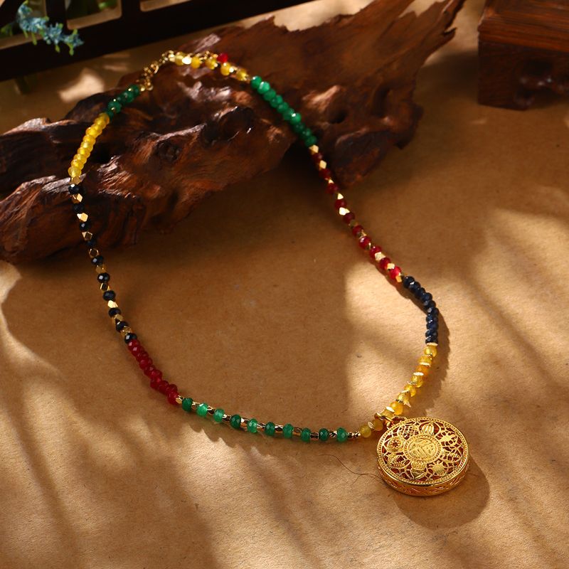Nuova collana cinese in smalto a forma di farfalla, ciondolo a forma di fiore retrò, collana cava con perline e catena a clavicola, tendenza nazionale_voghion.com