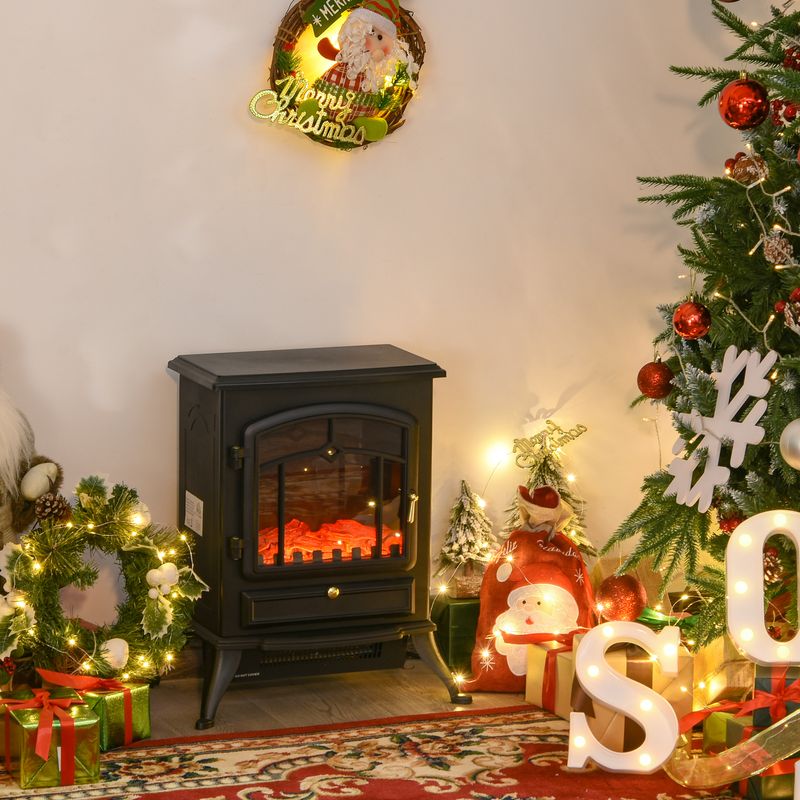 Elektrokamin mit Flammeneffekt 1000/2000W, 45x54cm, Schwarz_voghion.com