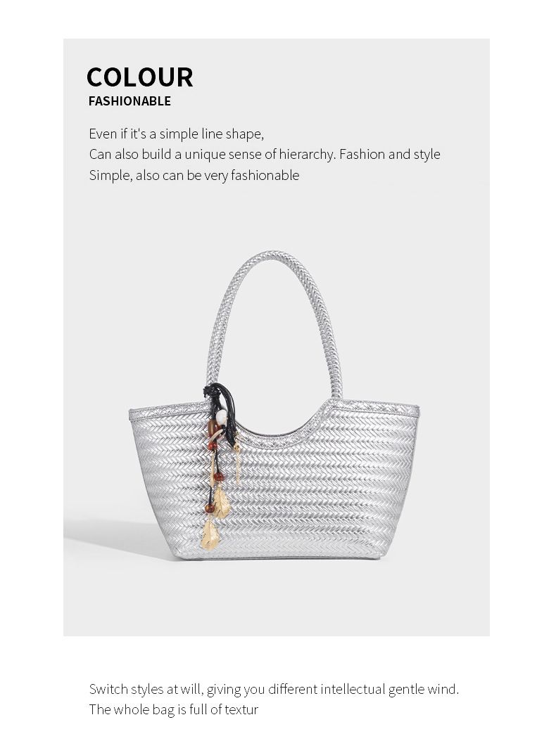 Borsa tote in pelle intrecciata con tasca interna, borsa a tracolla di grande capacità per uso quotidiano, shopping, viaggi - Design marrone chic_voghion.com