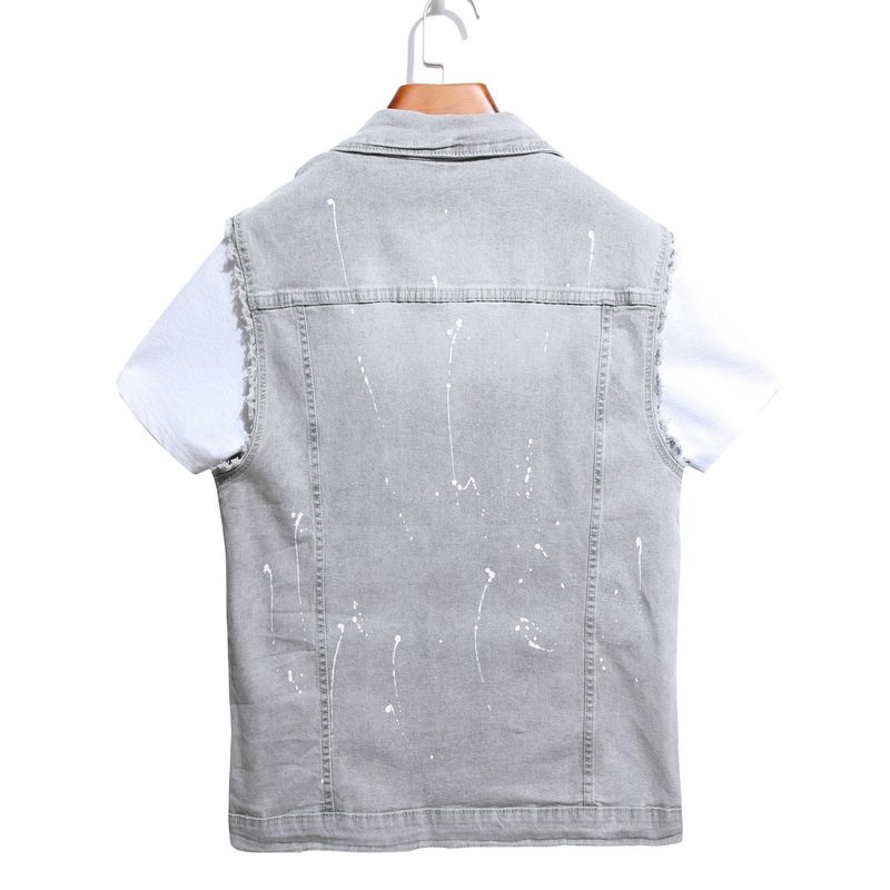 Men's Clothing New Style Trendy Fashion Denim Vest Simple And Versatile Casual Denim Jacket_voghion.com