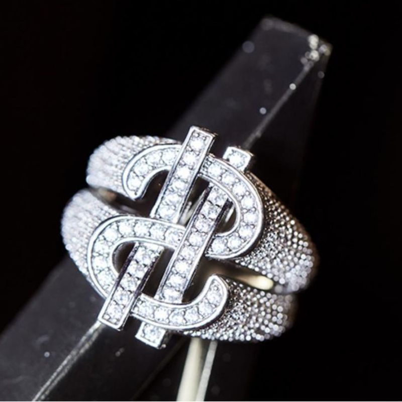 Dollar Sign Full Diamond Ring Hip Hop Men_voghion.com