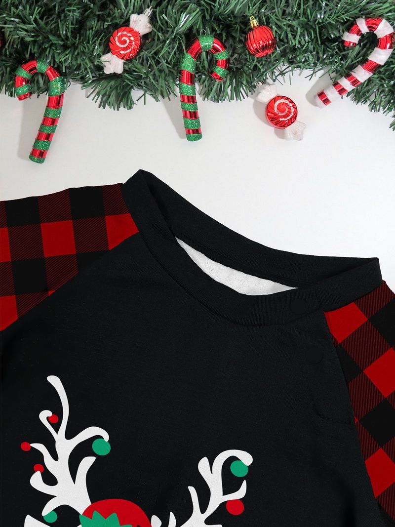 Jul Julehjort bokstavrutete Julefamilietrykk hjemkjole pysjamas_voghion.com