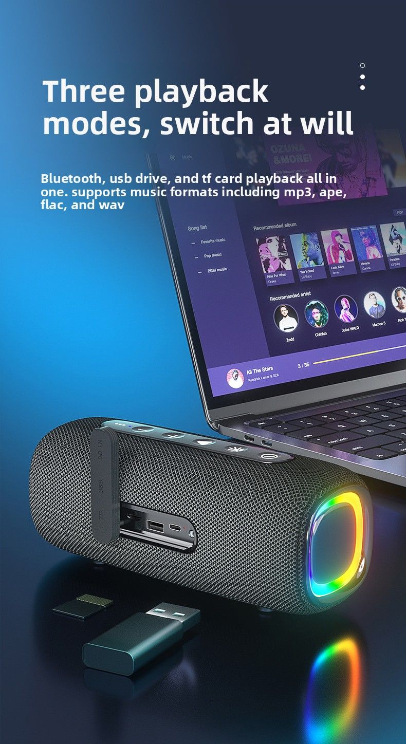 New Wireless Bluetooth Speaker Outdoor Waterproof Portable Super Subwoofer_voghion.com