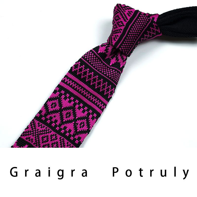 Men's Ties & Handkerchiefs style ethnic style coffee color yellow gray dark green width 6CM men's knitted tie_voghion.com