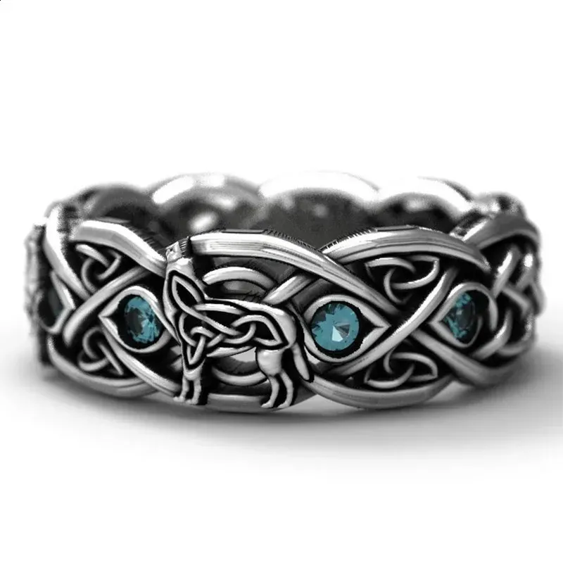 Huitan Viking Nordic Mythical Giant Werewolf Ring Defense Totem Wolf Fashion Hip Hop Rock Neutral Finger Punk Gift_voghion.com