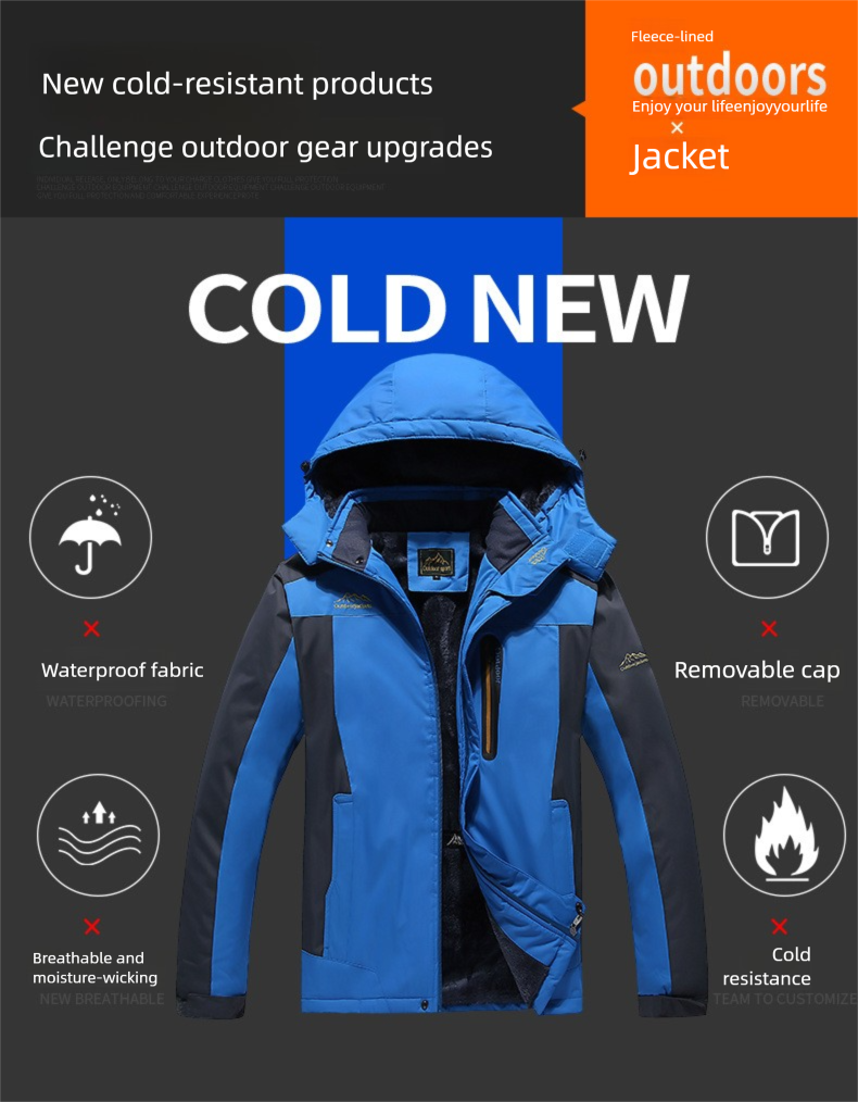 Giacca invernale antivento impermeabile antimacchia slim fit con cappuccio foderata in pile spessa calda antifreddo_voghion.com