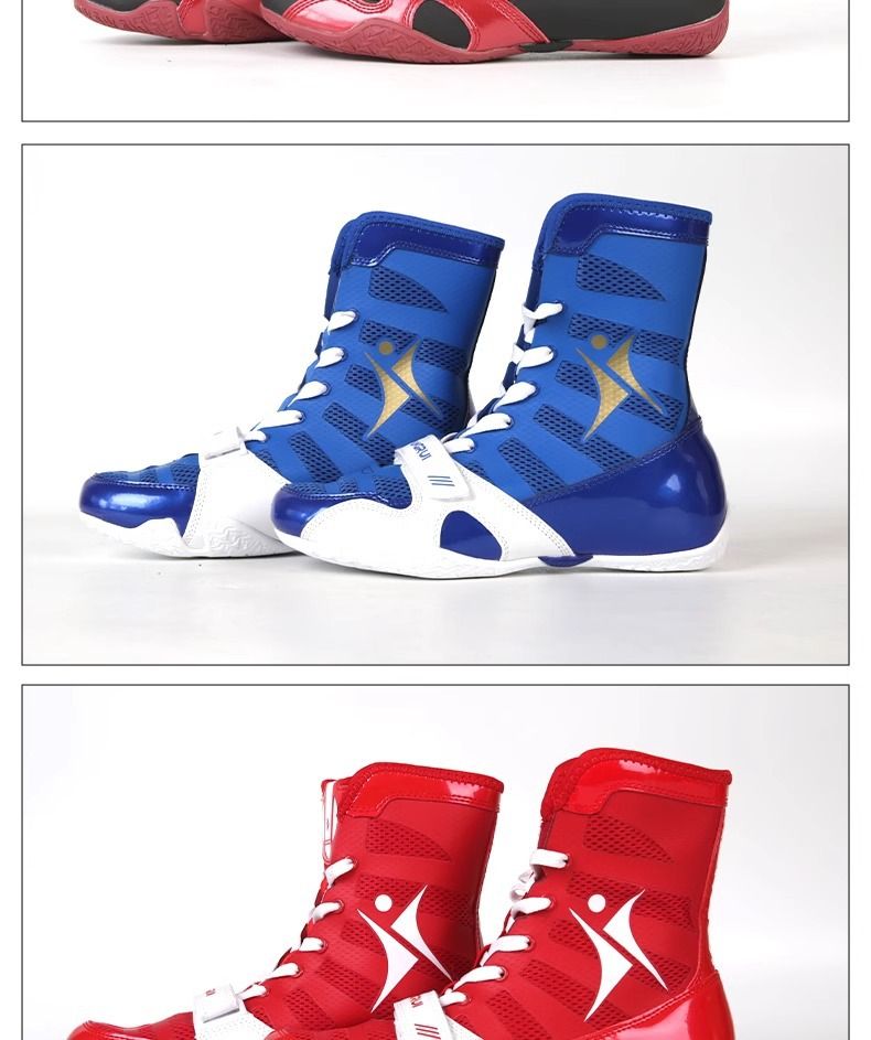 Chaussures de boxe Kangrui pour hommes, chaussures de lutte pour hommes, bottes de combat, chaussures de combat Sanda, chaussures d'entraînement, compétition professionnelle dédiée_voghion.com