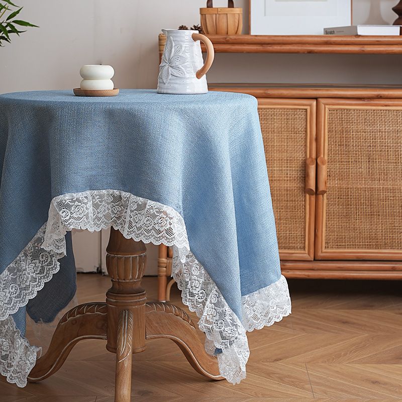 Nappe en organza froissé d'inspiration bohème avec bordure en dentelle - Housse de table rectangulaire et écharpe de table basse, infroissable_voghion.com