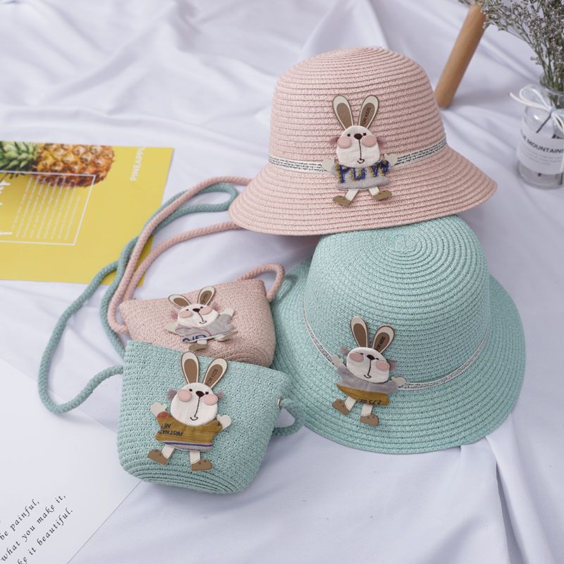 Nuova borsa per cappello da spiaggia per ragazza estiva con parasole per bambini, erba, simpatico cartone animato_voghion.com