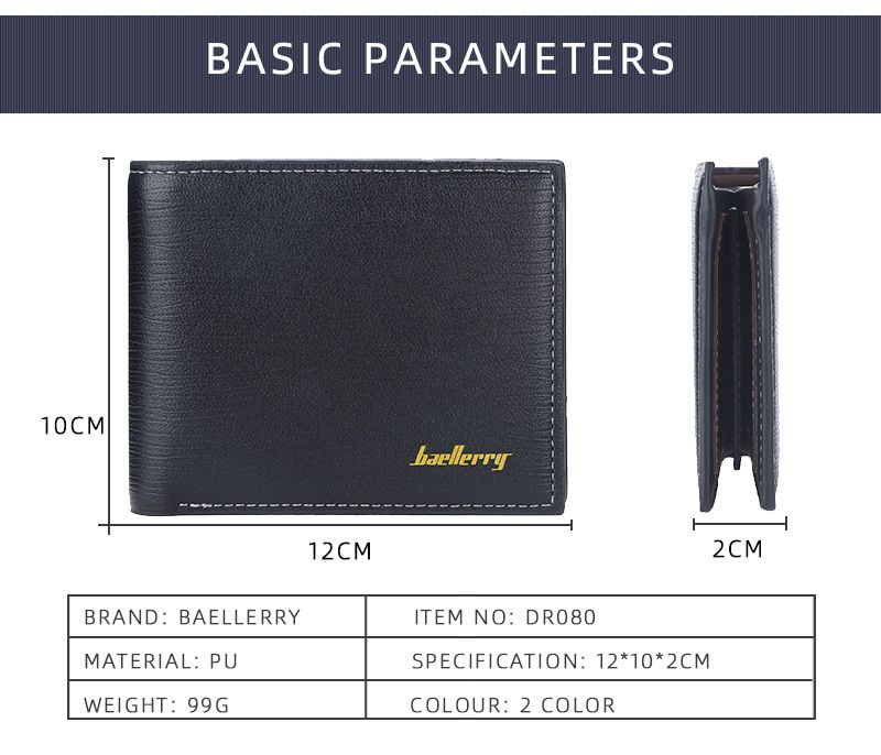 BAELLERRY nueva cartera corta para hombre horizontal con ranura para múltiples tarjetas clip abierto para billetes cartera informal al por mayor_voghion.com
