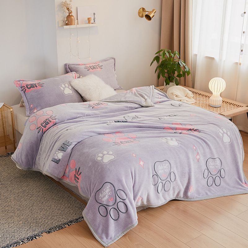 Cobertor de lã floco de neve, lençol de flanela quente, cobertor de lã coral de espessura dupla_voghion.com