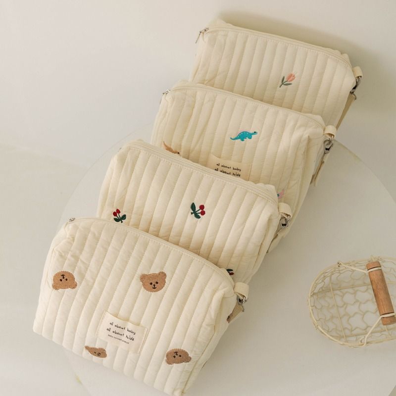Borsa per pannolini in cotone Ins per passeggino Borsa appesa Articoli per bambini Pannolino Caddy Organizer Borsa per mamma Cerniera Carino Donne Borse per il trucco Bambini_voghion.com