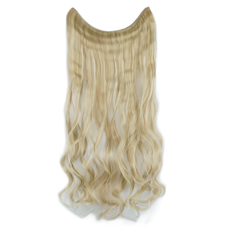 Extensiones de cabello sintético resistente al calor, 17 colores, largo, negro, gris, rubio, línea de pescado, halo, extensiones de cabello ondulado invisible_voghion.com