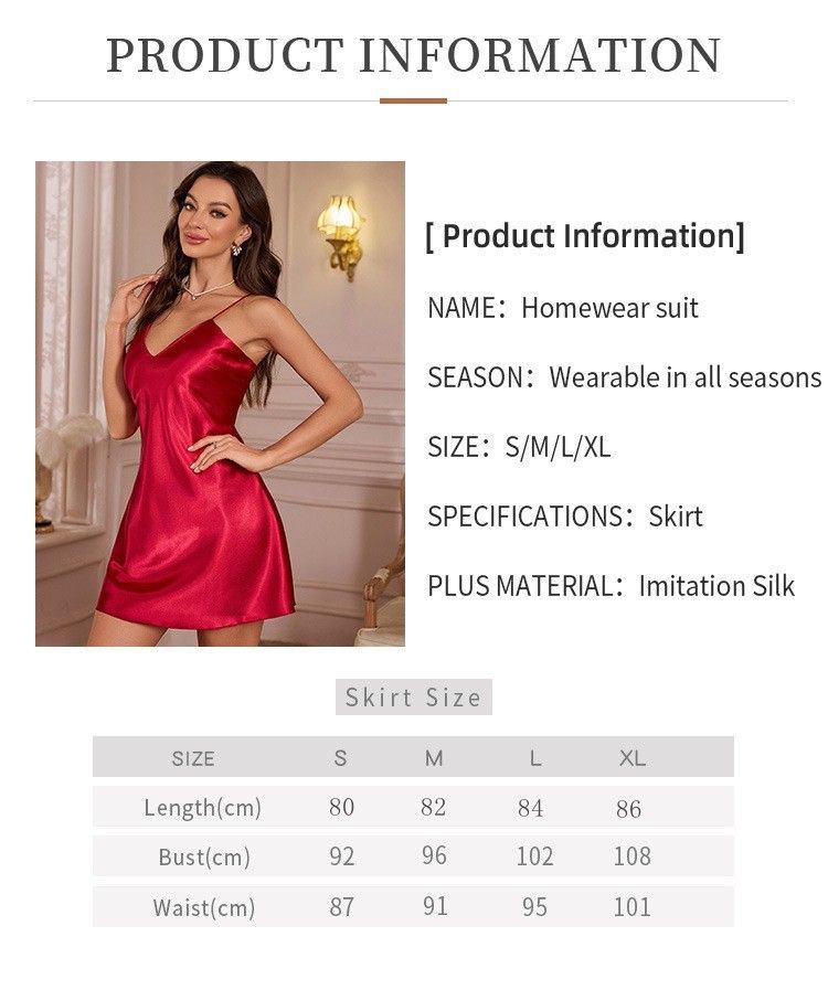 Abito casual alla moda con spalline, primavera e autunno, sottile camicia da notte, abbigliamento da casa, camicia da notte sexy in seta_voghion.com