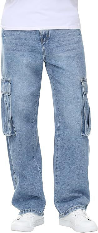 "Herren-Stretch-Jeans – Relaxed Fit, Multi-Pocket-Design (S-XXL, Baumwollmischung, Stonewash & Dunkelblau)"_voghion.com