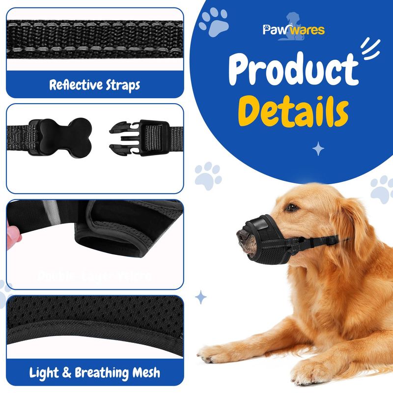Masque buccal anti-morsures et anti-fuites en coton, ajustable, pour chien, droit_voghion.com