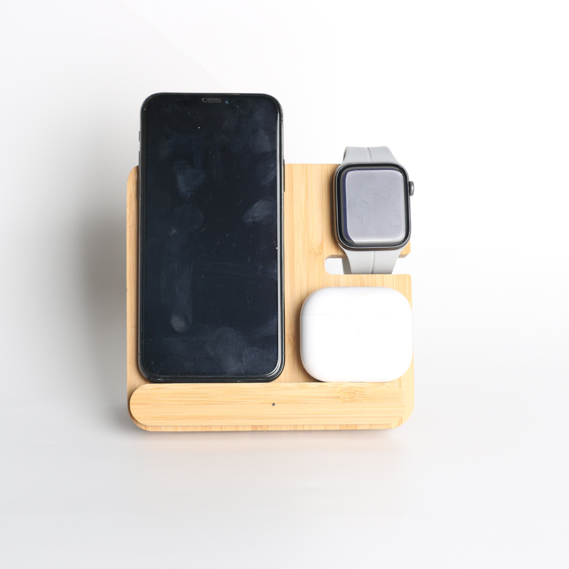 Bamboo 15w three-in-one wireless charger suitable for Apple mobile phone earphone watch wireless charging_voghion.com