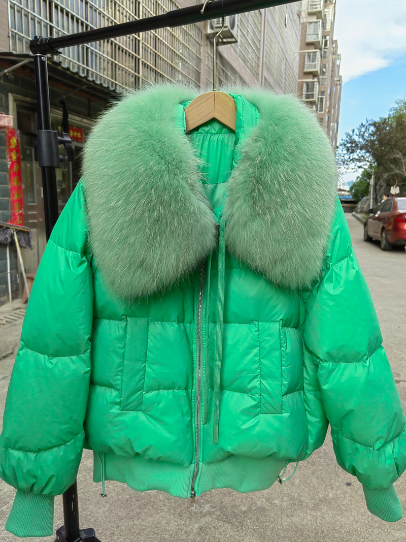 Versione europea 2023 Inverno Nuova Luce All-match Grande Collo di Pelliccia delle Donne Allentate a Maniche Lunghe Pane Versione Coreana Giù_voghion.com