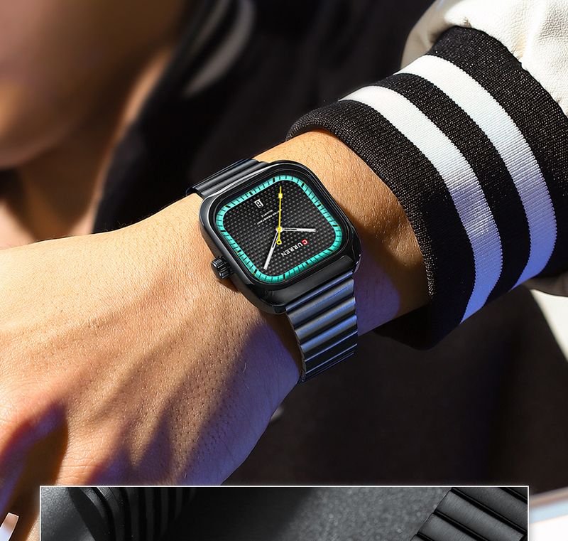 Orologio da coppia quadrato con cinturino in maglia, quadrante piccolo minimalista, resistente all'acqua, movimento al quarzo, orologio unisex alla moda_voghion.com