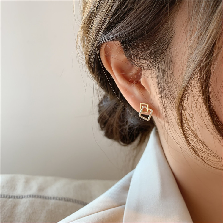 Sterling Sier VENUS Eenvoudige Geometrische Vierkante Oorbellen Retro Punk Stijl Dames Oorbellen Weekend Party Juweel_voghion.com