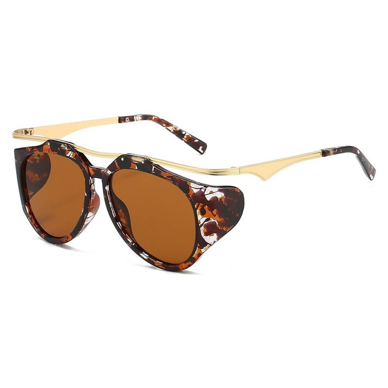Occhiali da sole ovali di tendenza da donna, occhiali da sole in metallo con gambe antiriflesso_voghion.com