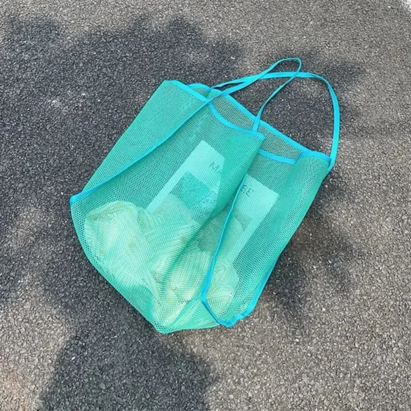 INS Style Transparent Fashionable Lightweight Versatile Large Capacity Portable Beach Mesh Shopping Bag 250421_voghion.com