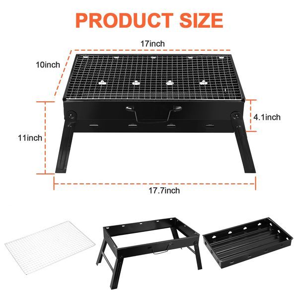 Foldable Portable BBQ Charcoal Grill Grill Lightweight Smoker Grill For Camping Picnics Garden Grilling_voghion.com