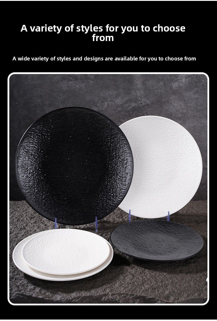 Nuovi piatti piani rotondi di alta qualità in melamina per pasta commerciale, bistecca occidentale, sala da pranzo_voghion.com