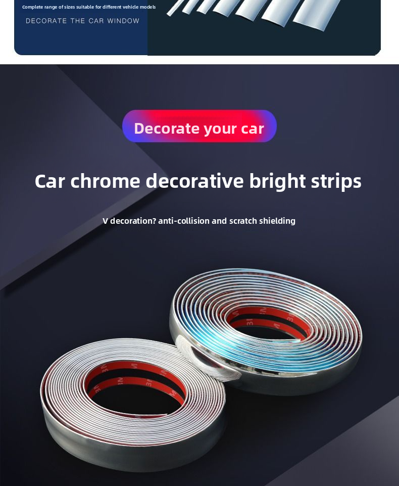 Car Window Decoration Chrome Plated Bright Electroplated Door Anti-collision Strip Bumper Anti-scratch Anti-explosion_voghion.com