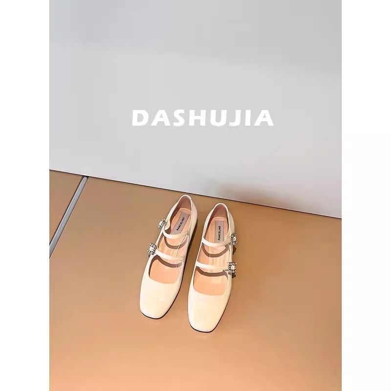 Elegante, anmutige Mary-Jane-Schuhe mit Strass und doppelter Riemenschnalle für Damen mit klobigen Absätzen und flacher quadratischer_voghion.com