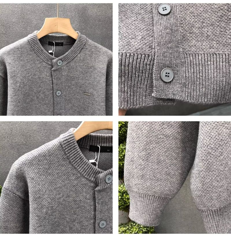 Suéter de punto para hombre, otoño e invierno. Cárdigan de punto para hombre, color liso, abierto al frente, para otoño e invierno (negro, caqui, gris)._voghion.com