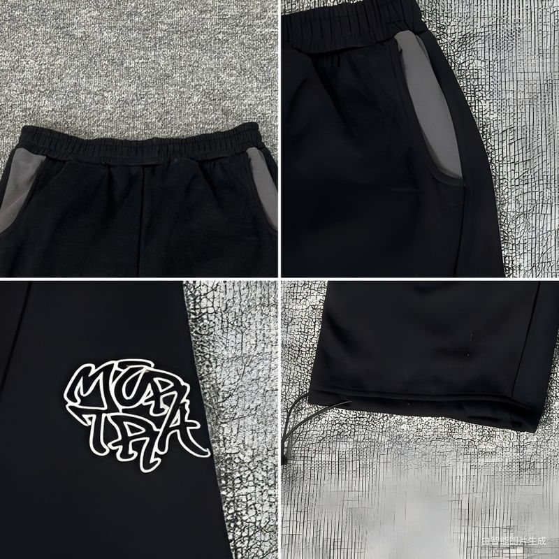 Mertra Patchwork Stickerei Fleece High Street Lose Unisex Fledermausärmel Hoodie Sweatshirt Lässiges Langes Hosenset_voghion.com