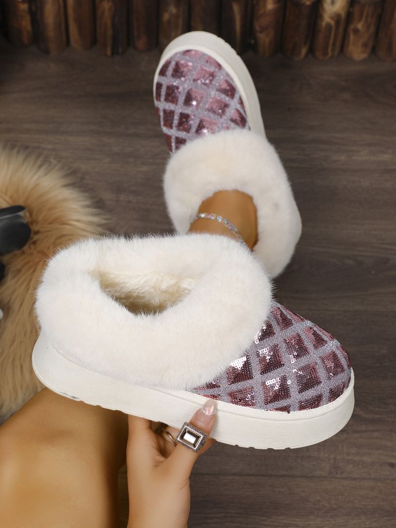 Nuovi stivali da neve casual con plateau e slip-on, caldi stivali bassi e pelosi_voghion.com