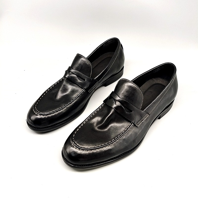 Euro Step Washed Craft Men's Slip-On Horse Loafers Small Leather Lazy Driving Shoes Breathable Comfortable_voghion.com