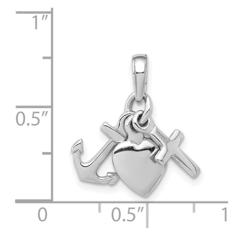 14K White Gold 3D Faith, Hope And Charity Charm_voghion.com