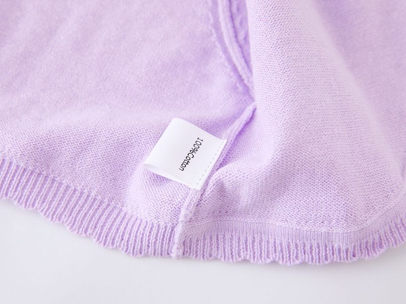 Cardigan en tricot de coton pour fille – Veste d'été légère avec bordure perlée (90-160 cm, blanc/rose/violet, sécurité classe B)_voghion.com