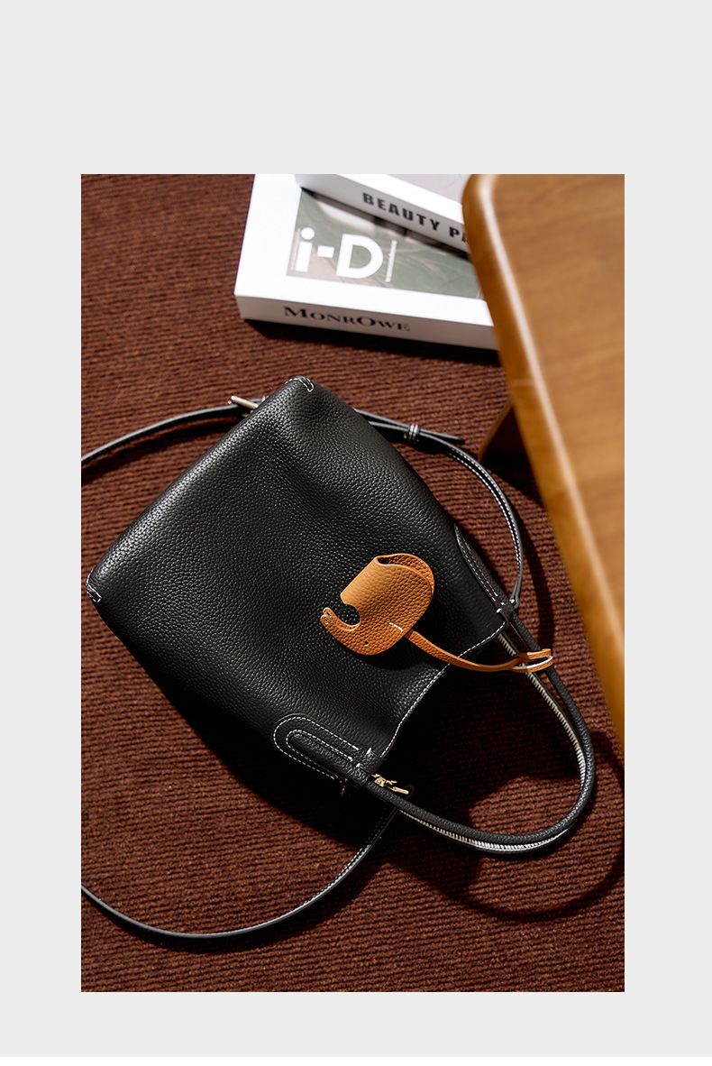 Sommermode Echtleder Eimer Tasche Nische Erste Schicht Rindsleder Retro Eine Schulter Crossbody Handheld Gemüse Korb Tasche_voghion.com