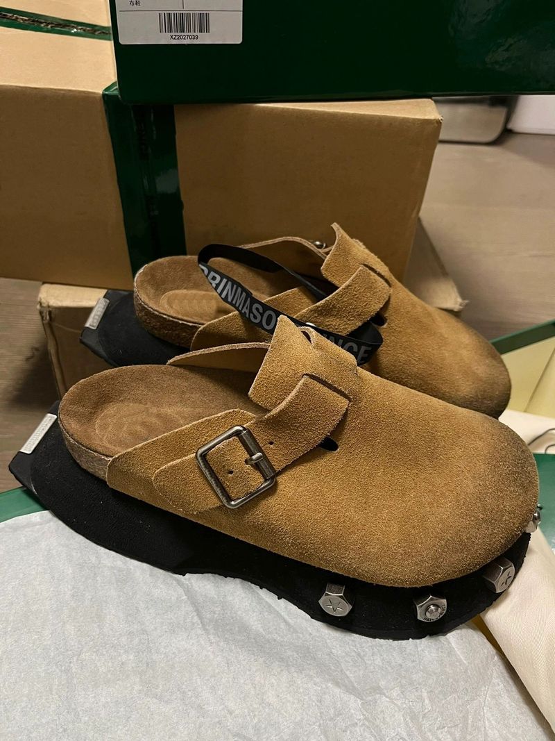 Neue Frühjahr Sommer dicke Sohle Vintage Halb Hausschuhe Leder Slip-on Top Hausschuhe_voghion.com