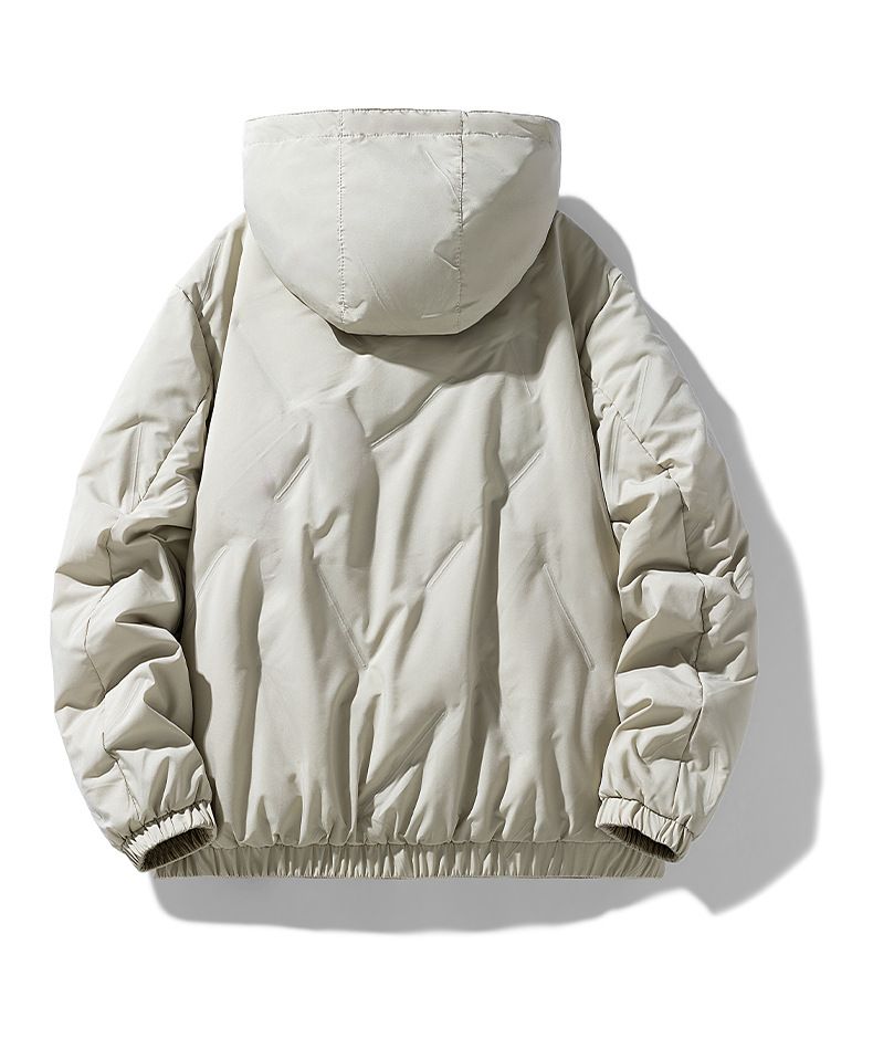 Herrenbekleidung Winter-Wende-Daunenjacke mit Kapuze, leicht, warm, wasser- und winddicht, für Teenager und Erwachsene (Schwarz, Khaki, Dunkelgrau)_voghion.com