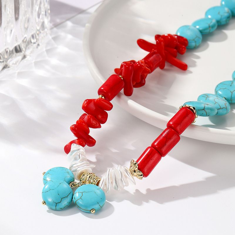 Boheemlaslik etsy disain türkiissinine etnilises stiilis ehtekäevõru liialdatud retro türkiissinine kaelakee_voghion.com